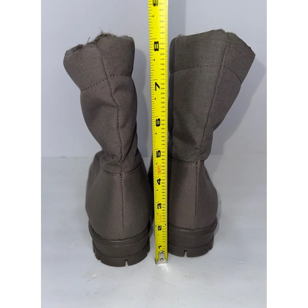 Toe Warmers Canada Waterproof Women's Taupe Winter Snow‎ Boots Sz 8.5 Front Zip